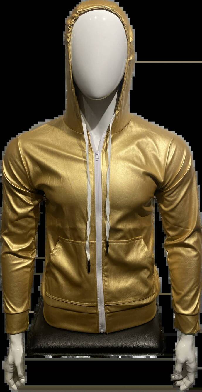 NEW KNOBS men's faux leather hoodie in metallic gold